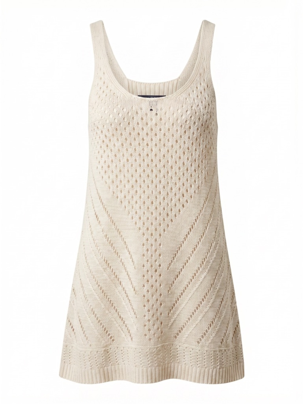 American Eagle Y2K Cream Open Knit Chevron Pointelle Sweater Tank Small Boho